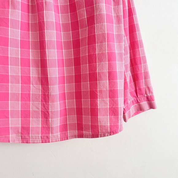 Caron Callahan alice shirt cotton blouse pink plaid pant la garconne O/S S M L - Picture 7 of 7